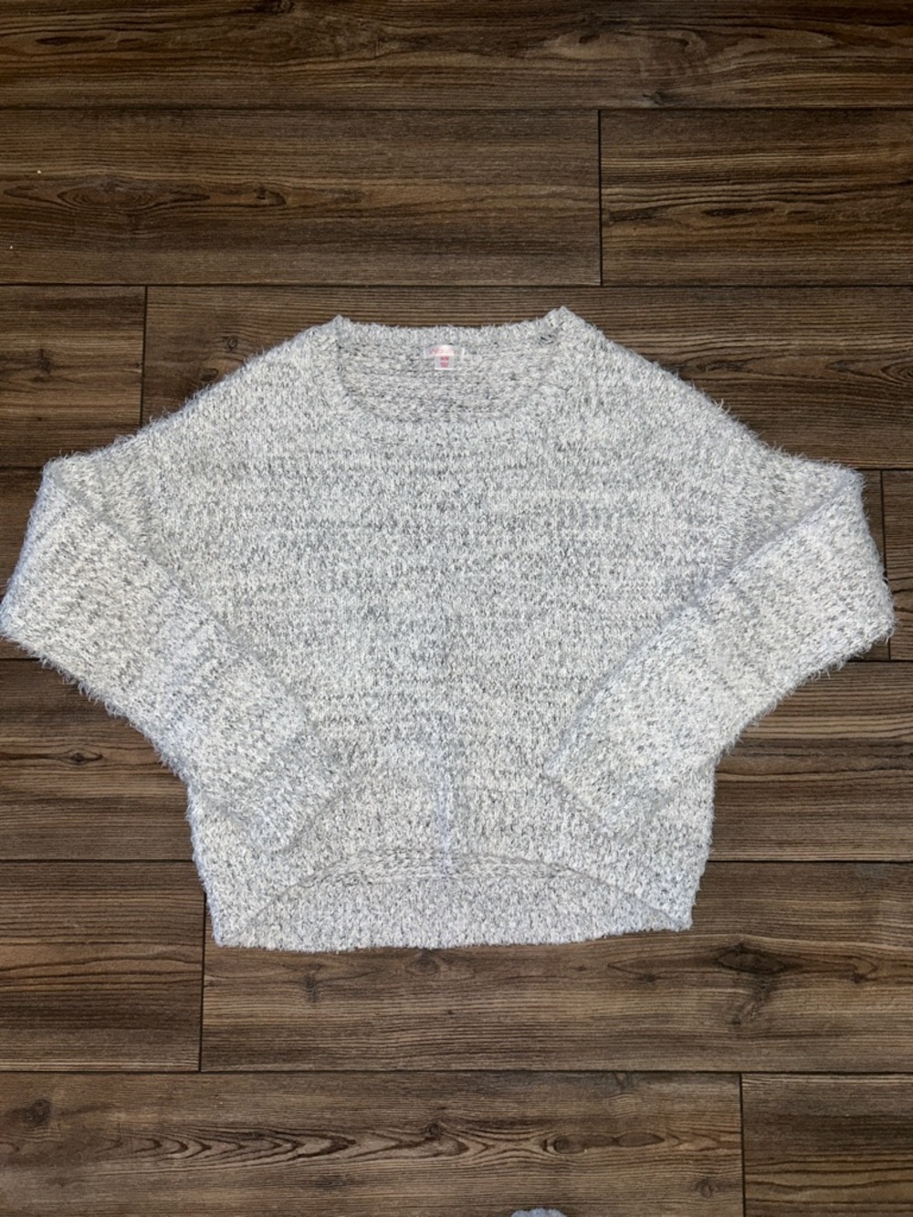 Xhilaration Light Gray Fuzzy Crewneck Sweater